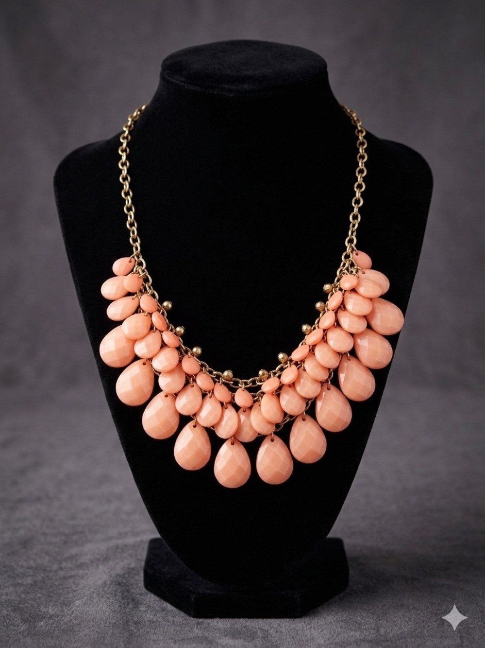 Talbots Peach Teardrop Statement Necklace